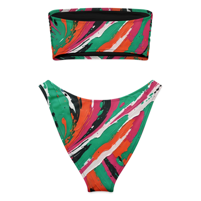 Teal Splash Bandeau Bikini