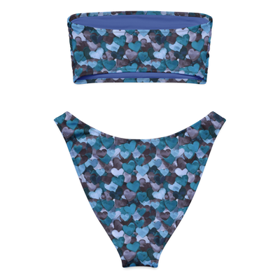 Blue Hearts Bandeau Bikini
