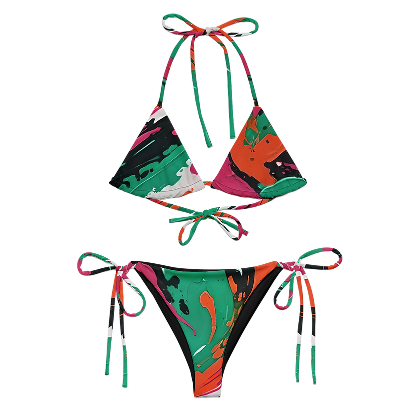 Teal Splash String Bikini