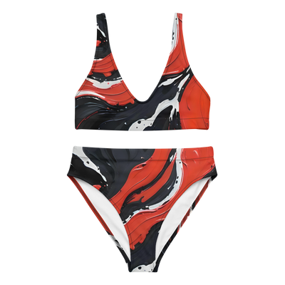 Red Splash High-Waisted Bikini