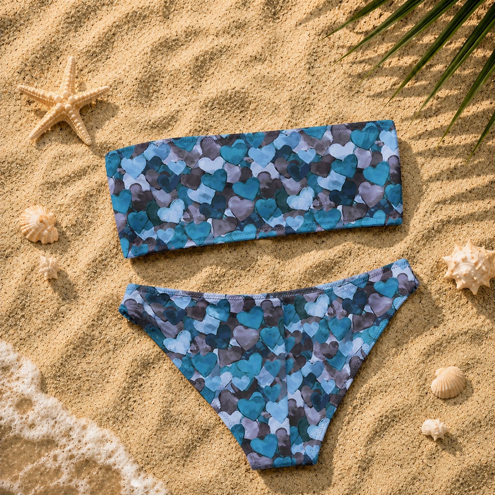 Blue Hearts Bandeau Bikini
