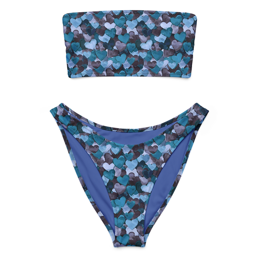 Blue Hearts Bandeau Bikini