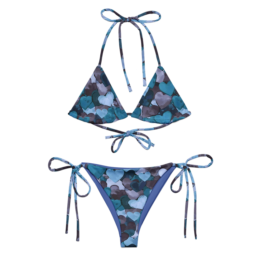 Blue Hearts String Bikini
