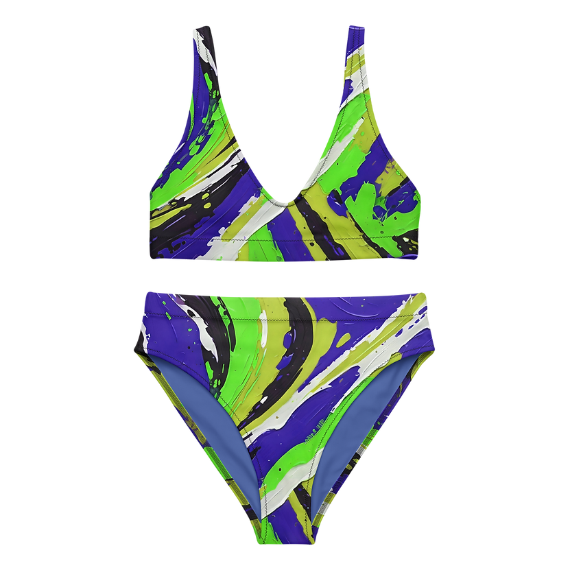 Blue Splash High-Waisted Bikini