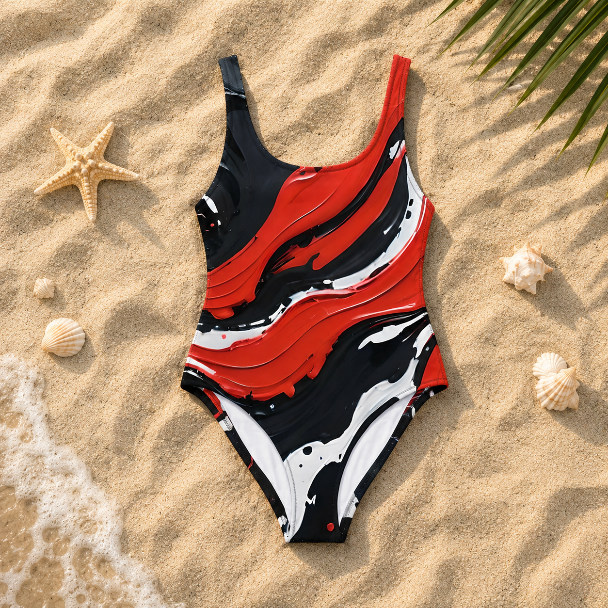 Red Splash One-Piece Swimsuit