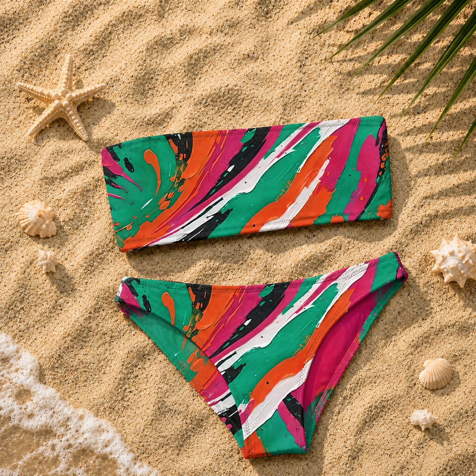 Teal Splash Bandeau Bikini