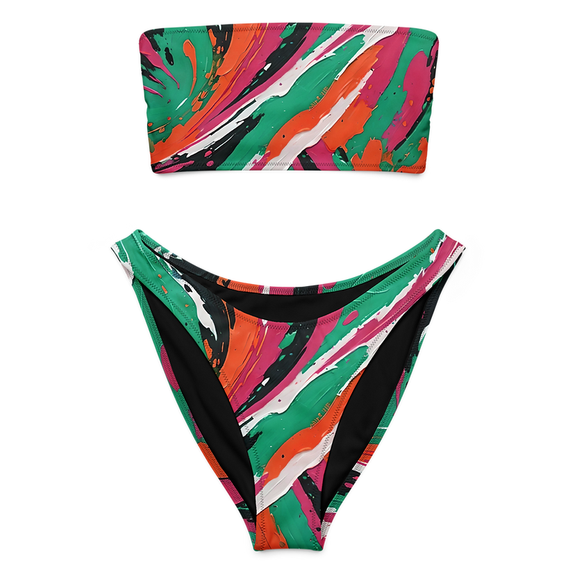 Teal Splash Bandeau Bikini