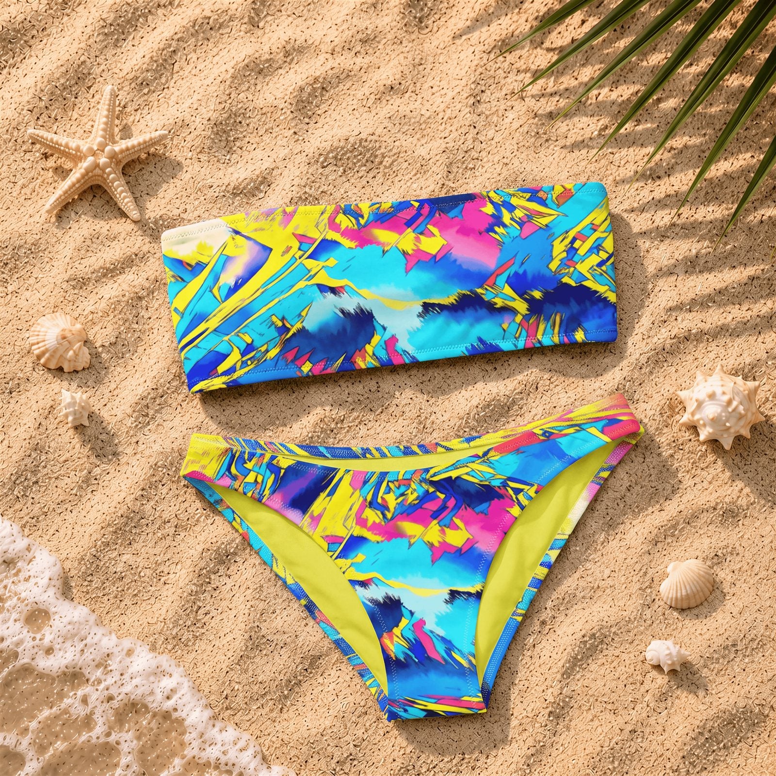 Yellow Electric Bandeau Bikini