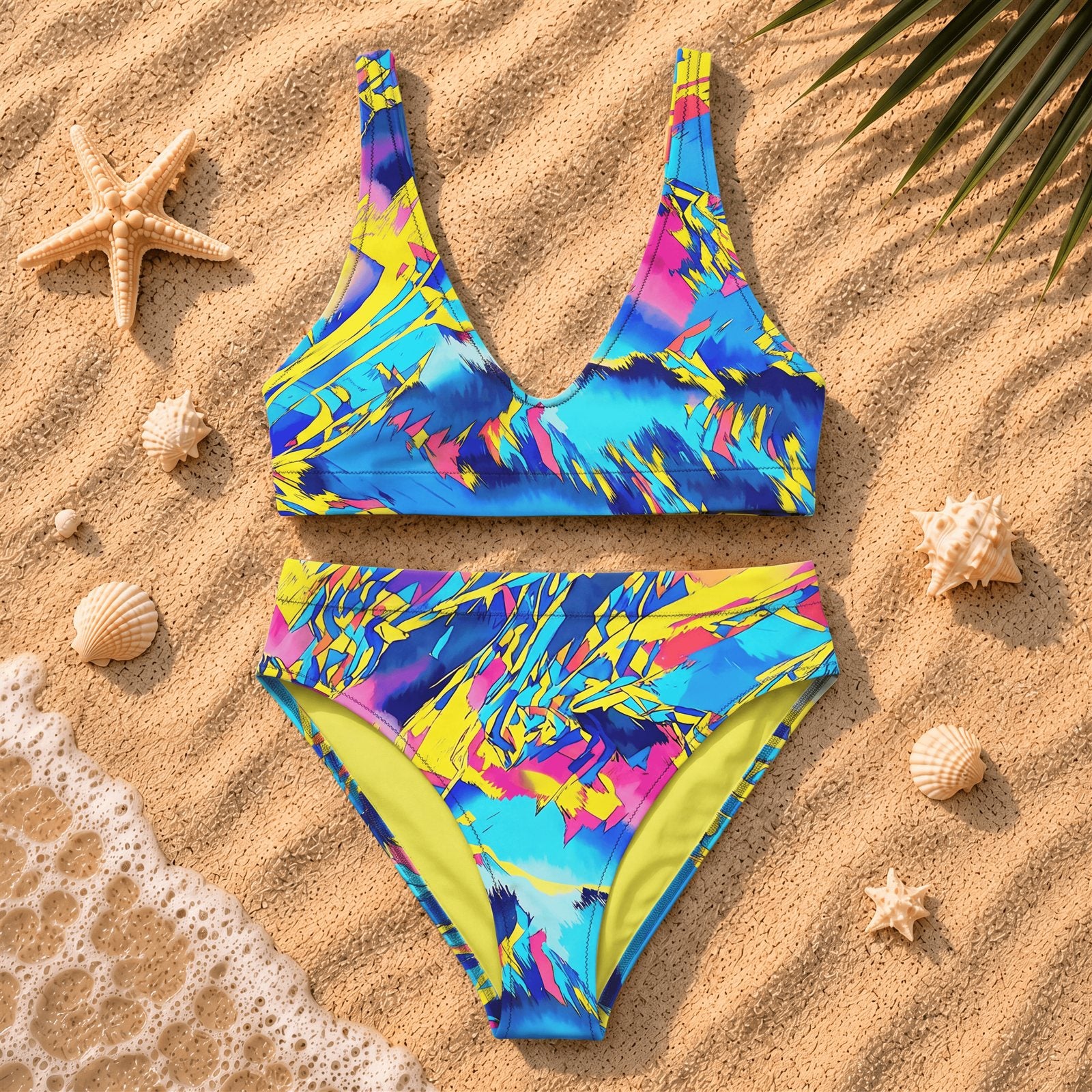 Yellow Electric High-Waisted Bikini